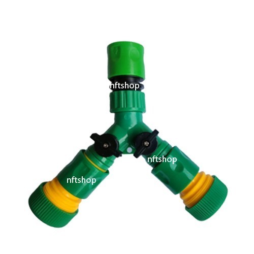 Splitter 2 Ways Cabang Kran Sambung Selang Quick Release 20mm dan 5/8
