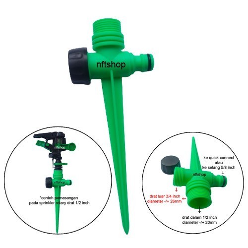 Stake Tiang Sprinkler Drat 1/2 x 3/4 Inch Quick Connect